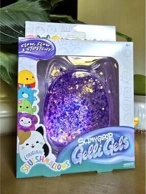 NIB Squishmallows SlimyGloop GelliGels Glitter Squishy - Purple